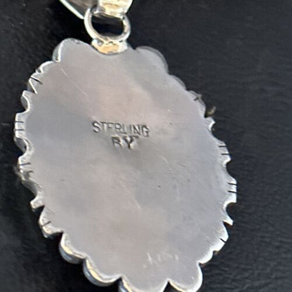 Navajo Blue Golden Hills Pendant Necklace | Sterling Silver | Authentic Native American Handmade | 14350
