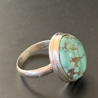 Navajo Spiderweb Blue Turquoise Ring | Sterling Silver | Sz 6 | Authentic Native American Handmade | 11426