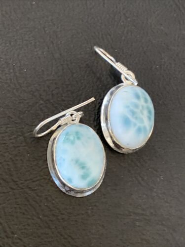 Navajo Blue Larimar Dangle Earrings | Sterling Silver Beads | Authentic Native American Handmade | 1615