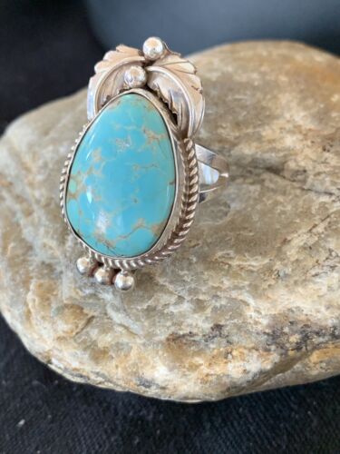 Native American Navajo Blue Turquoise Ring | Sterling Silver | Sz 9.5 | 668