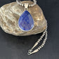 Men's Navajo Pearls Necklace with Faceted Lapis Pendant | Sterling Silver | Authentic Native American Handmade | 14468