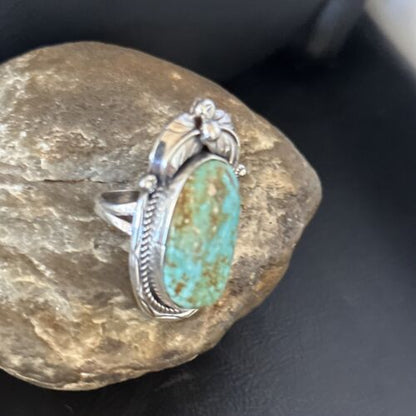 Navajo Blue Turquoise #8 Rings | Sterling Silver | Sz 9.5 | Authentic Native American Handmade | 14285