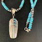 Navajo Blue Turquoise Feather Pendant Necklace | Sterling Silver | Native American Handmade | 13823