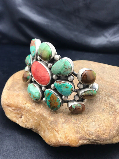Navajo Royston Turquoise Bracelet | Sterling Silver | Authentic Native American Handmade | 1052