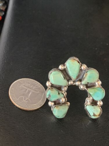 Navajo Green Turquoise Cluster Ring | Authentic Native American Sterling Silver | Multi-Stone | Sz 11 | 14092