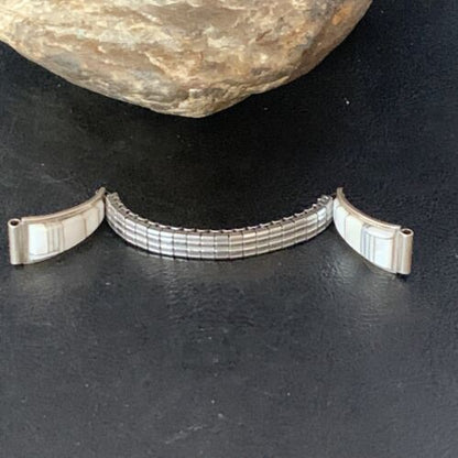 Navajo Sterling Silver Watch Tips with Pink Mother of Pearl Inlay Band | Authentic Native American Jewelry | 13693