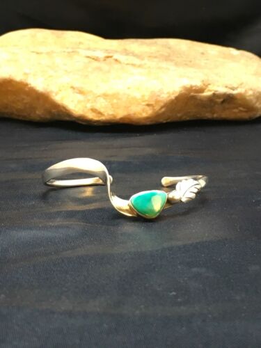 Native American Turquoise Feather Bracelet | Navajo Sterling Silver | Handmade | 8937
