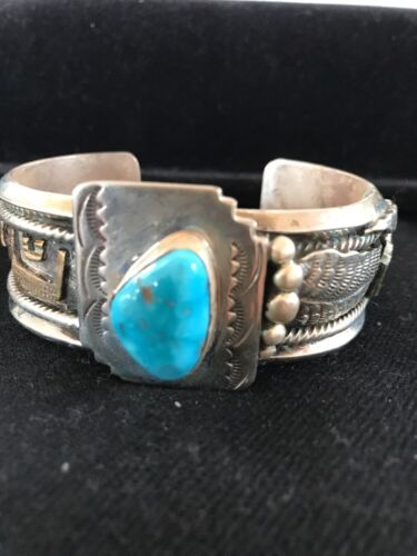 Navajo Turquoise 12K Gold Filled Bracelet | Sterling Silver | Authentic Native American Handmade | 8290 - Masha USA