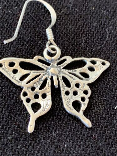 Native American Southwestern Sterling Silver Butterfly Earrings | 1" | 1519