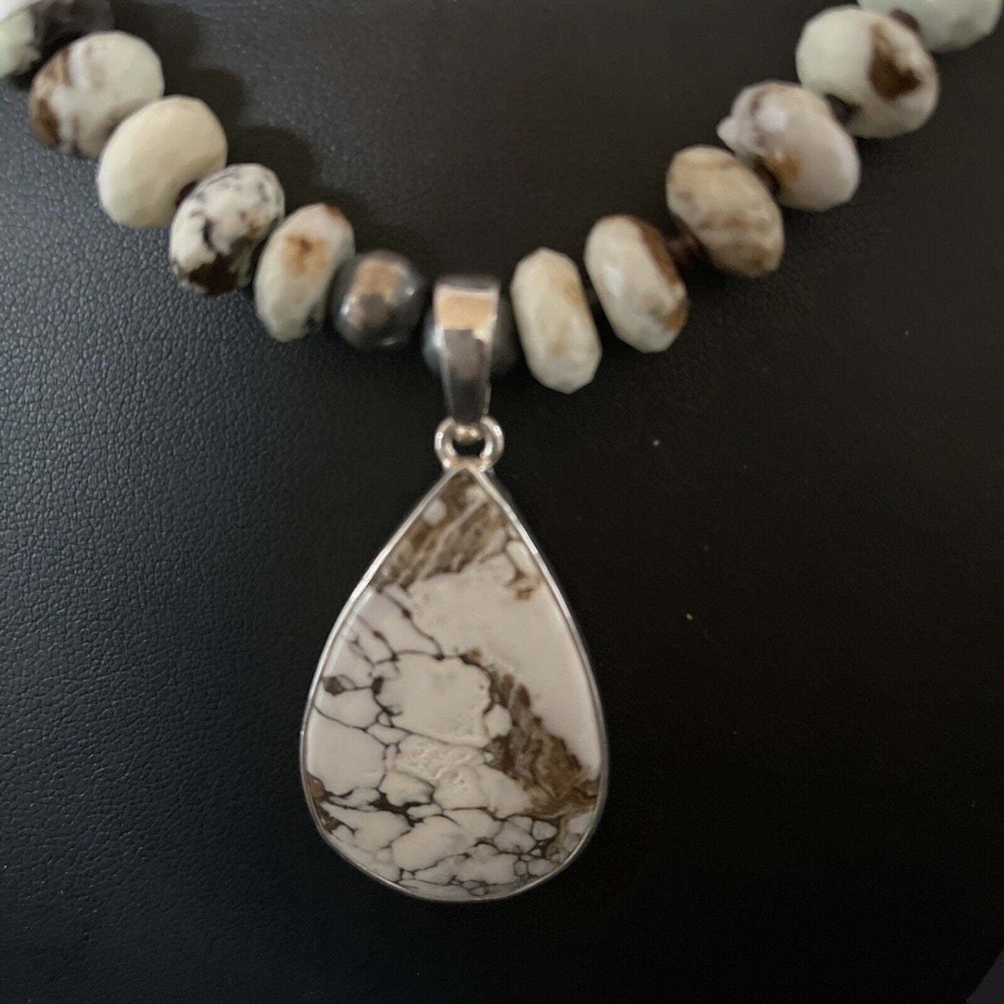 Navajo Wild Horse Turquoise Necklace Pendant | Sterling Silver | Authentic Native American Handmade | 11340