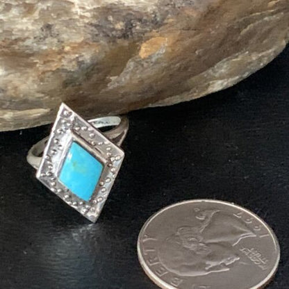 Navajo Blue Kingman Turquoise Ring | Sterling Silver | Sz 6 | Authentic Native American Handmade | 13574
