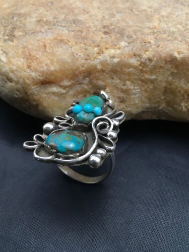 Navajo Multi-Stone Turquoise Ring | Sterling Silver | Sz 8.75 | Native American Handmade | 3182