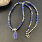 Native American Navajo Blue Lapis Pendant Necklace | Sterling Silver | Authentic Handmade | 12247