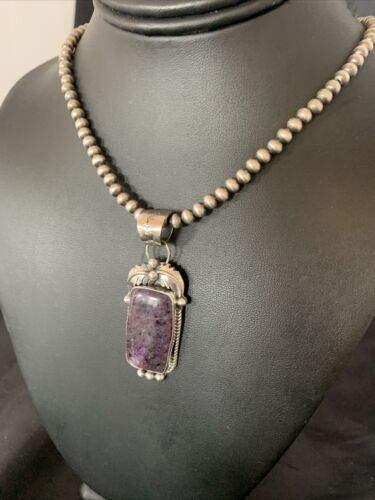 Native American Sterling Silver Navajo Pearl Purple Sugilite Pendant | Authentic Handmade | 12444