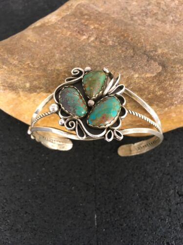 Native American Navajo Turquoise Bracelet | Sterling Silver | Authentic Handmade | 8845