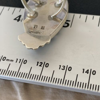 Navajo White Buffalo Turquoise Inlay Ring | Sterling Silver | Sz 9 | Authentic Native American Handmade | 12173