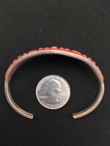 Native American Red Coral Navajo Bracelet | Sterling Silver | Authentic Handmade | 4732