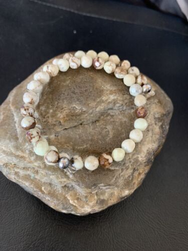 Navajo Wild Horse Turquoise Bead Bracelet | Stainless Steel | Authentic Native American Handmade | 12935