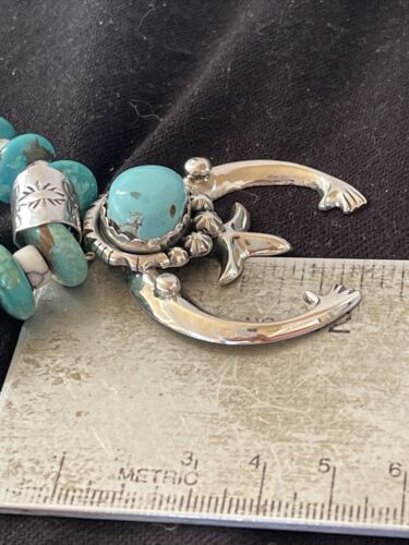 Navajo Kingman Turquoise Naja Pendant | Sterling Silver Howlite Necklace | Authentic Native American Handmade | 1388