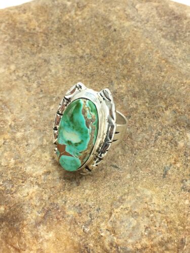 Native American Men's Navajo Royston Turquoise Ring | Sterling Silver | Sz 6.5 | 10219