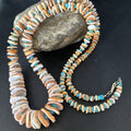 Navajo Sterling Silver Blue Turquoise & Spiny Oyster Graduated Necklace | Authentic Native American | 28" | 14729
