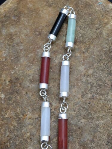 Navajo Turquoise Tube Link Bracelet | Sterling Silver | Authentic Native American Handmade | 4032