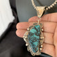 Men's Navajo Blue Spiderweb Turquoise Pendant Necklace | Sterling Silver | Authentic Native American Handmade | 10661