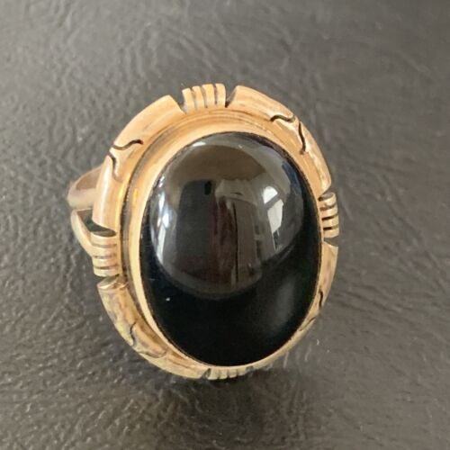 Navajo Black Onyx Ring | Sterling Silver | Sz 10 | Authentic Native American Handmade | 11953