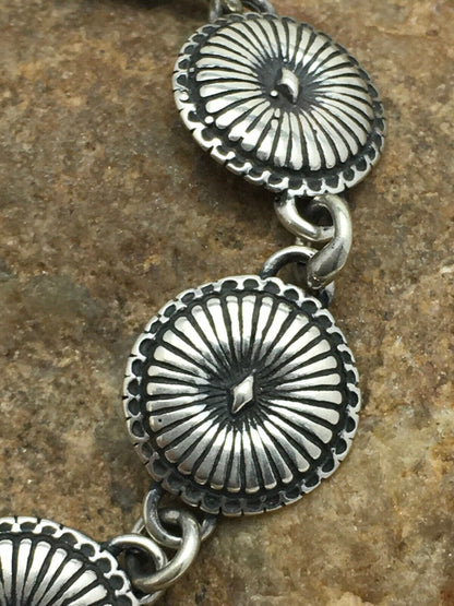 Native American Handmade Navajo Sterling Silver Link Bracelet | 7" | 3117