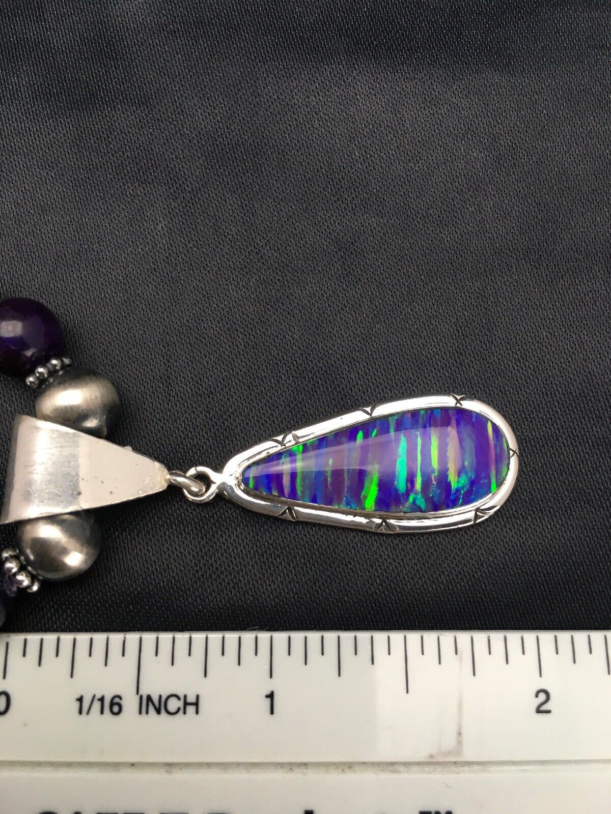 Navajo Purple Sugilite Necklace with Opal Pendant | Sterling Silver | 23" | Authentic Native American Handmade | 2794