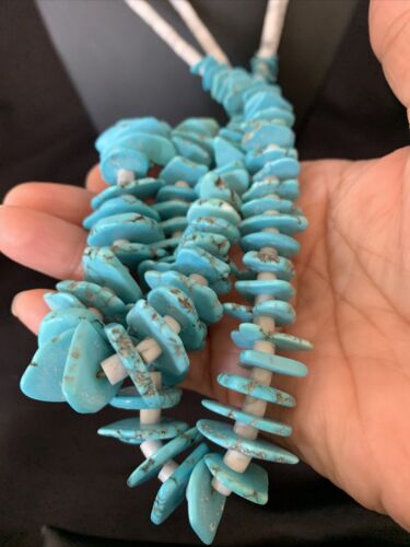 Native American Santo Domingo Howlite Chip Turquoise Necklace | 32" | 11998 - Masha USA