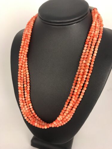 Navajo Angel Skin Bamboo Coral Necklace | Sterling Silver | Southwestern | 3167