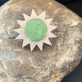 Old Pawn Navajo Green Gaspeite Sun Face Pin Pendant | Sterling Silver | Authentic Native American Handmade | 12132