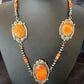 Navajo Pearls Orange Spiny Oyster Pendant Necklace | Sterling Silver | Authentic Native American Handmade | 10808