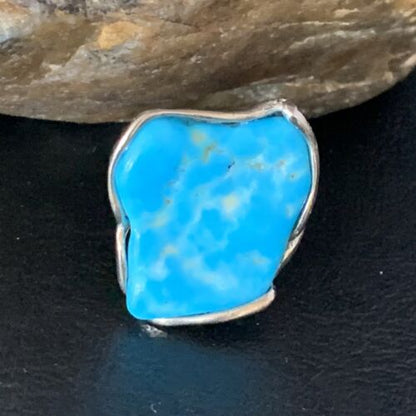 Navajo Blue Kingman Turquoise Ring | Sterling Silver Adjustable Wire | Sz 8 | 13540