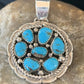 Navajo Blue Turquoise and Multi-Stone Round Cluster Pendant | Authentic Native American Sterling Silver | 2" | 2096