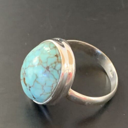 Navajo Blue Turquoise Ring | Sterling Silver | Sz 6 | Authentic Native American Handmade | 11427