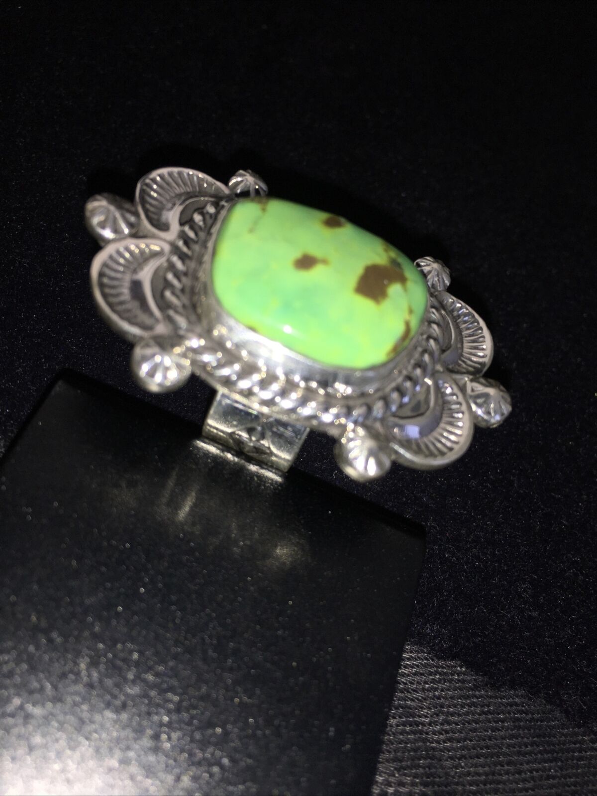 Native American Navajo Green Gaspeite Ring | Sterling Silver | Sz 6.5 | 1805