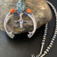 Navajo Pearl Necklace with Green Turquoise & Spiny Oyster Naja Pendant | Sterling Silver | Authentic Native American Handmade | 11701