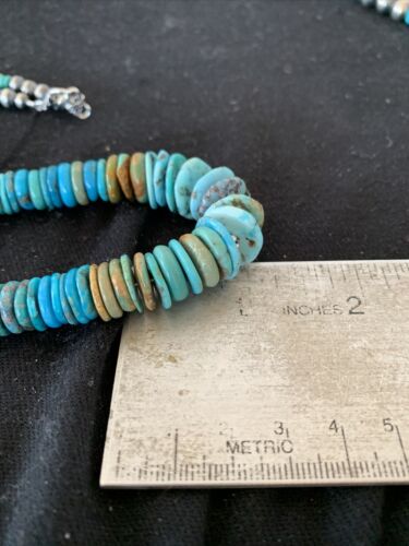 Navajo Pearls Graduated Turquoise Necklace | Sterling Silver | Authentic Native American | 24" | 826