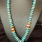 Navajo Natural Turquoise & Spiny Oyster Necklace | Sterling Silver | Authentic Native American | 29" | 13246