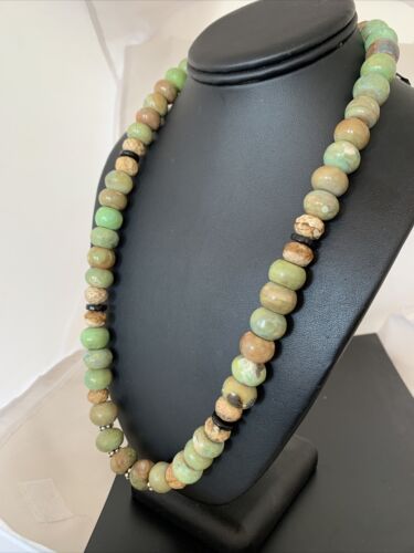 Navajo Sterling Silver Onyx, Agate & Picture Jasper Men's Necklace | 12mm | Authentic Native American Handmade | 23" | 1275