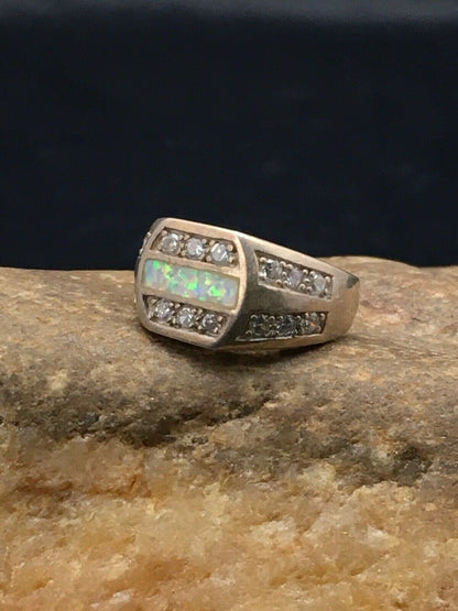 Navajo Sterling Silver Opal Wild Horse Ring | Sz 6.5 | 170