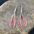 Handmade Liquid Silver Tube Bead Heishi Dangle Earrings | Pink Coral | Sterling Silver | 2.25" | 2025