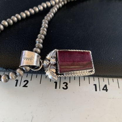 Navajo Purple Spiny Necklace Pendant | Sterling Silver | Authentic Native American Handmade | Women's | 13630