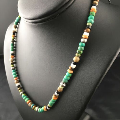 Navajo Orange Spiny Oyster Multi-Color Necklace | 18" | Authentic Native American Handmade | 10154