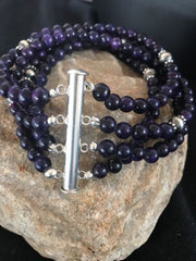Navajo Purple Sugilite 4 Strand Bead Bracelet | Sterling Silver | Authentic Native American Handmade | 13584