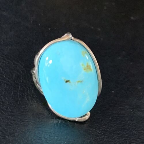 Navajo Blue Kingman Turquoise Ring | Sterling Silver Adjustable Wire | Sz 8 | 13543