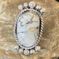 Navajo White Buffalo Turquoise Ring | Sterling Silver | Sz 8.5 | Authentic Native American Handmade | 13348