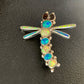 Zuni White Blue Opal Inlay Dragonfly Necklace Pin Pendant | Sterling Silver | 13683